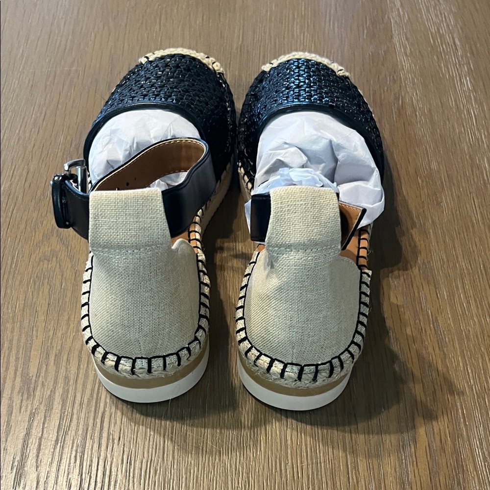a.n.a. Black and Cream Woven Espadrilles - Picture 3 of 3